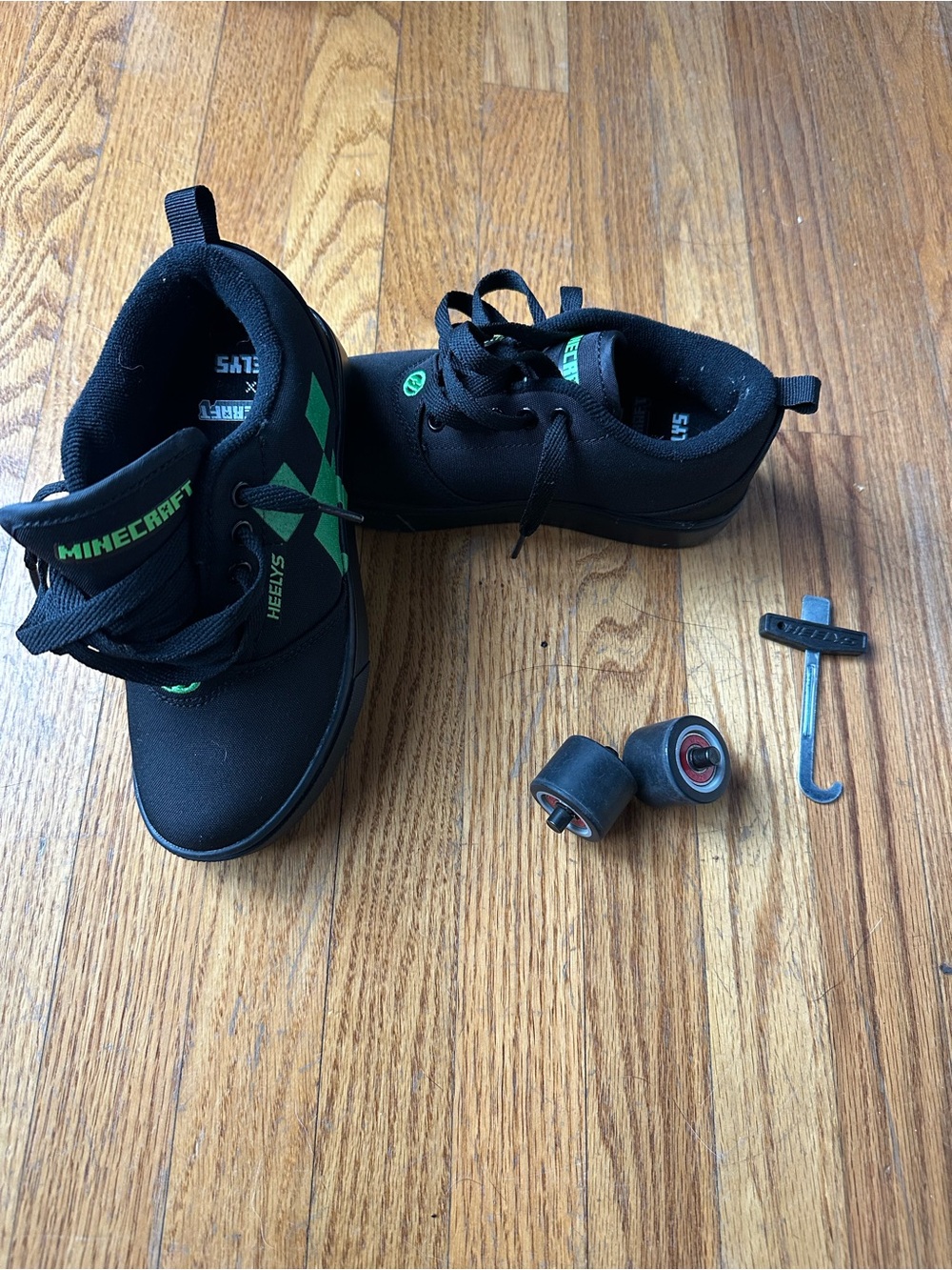 Heelys Kids Black & Green Roller Shoes with Removable Wheels